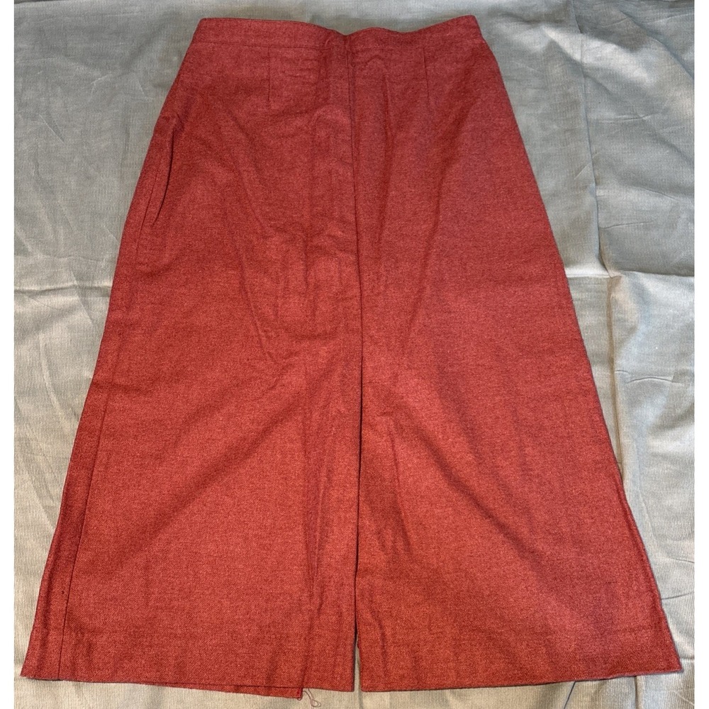 Vintage Huk-A-Poo Red Wool Blend Culottes High Waist Split Skirt Pants Size 11